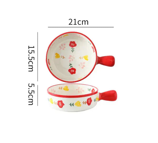 Ceramic Serving Bowl with Handle – Stylish & Heat-Resistant Tableware