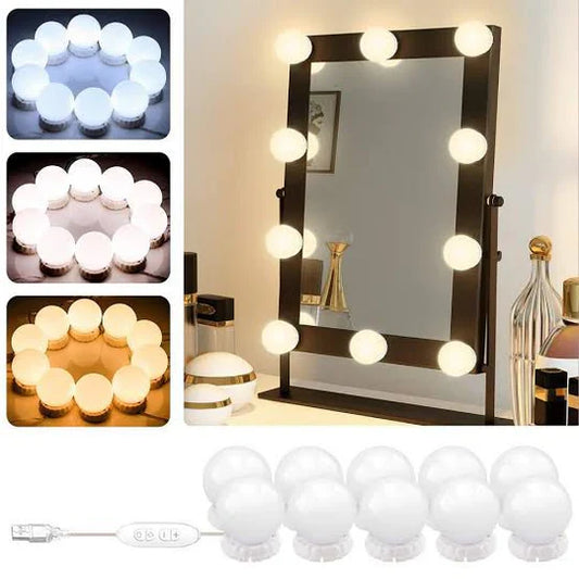 10 Bulb Vanity Mirror LED Light USB Operated