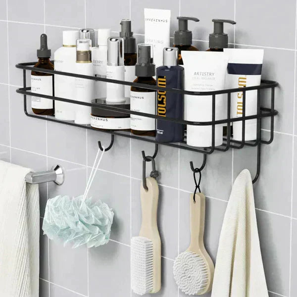 Rectangle Metal Organizer Stand with Hooks – Wall Mounted Storage Rack