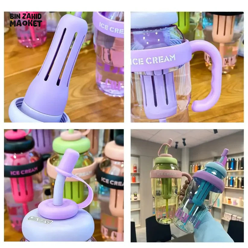1300ml Large Capacity Tumbler with Straw – Premium Leakproof Ice Cream & Coffee Bottle in Pakistan