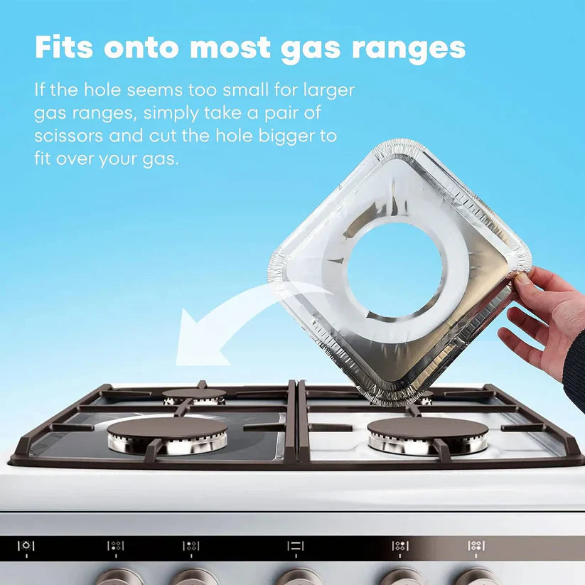 Pack of 10 - Disposable Aluminum Foil Round Gas Stove Burner Covers – Heat Resistant & Grease-Proof