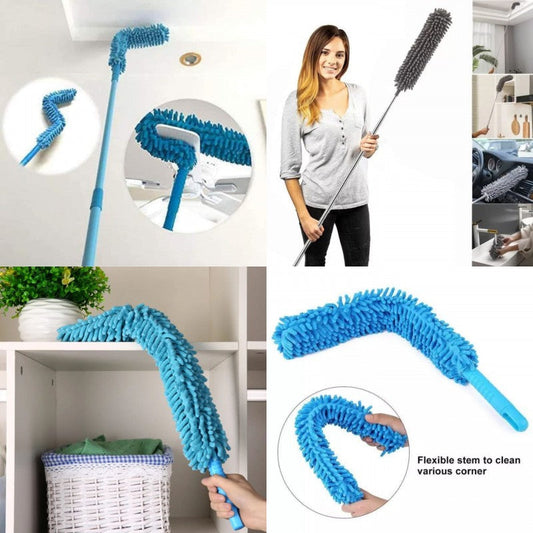 Flexible Microfiber Fan Duster with Long Rod Handle – Telescopic Cleaning Tool