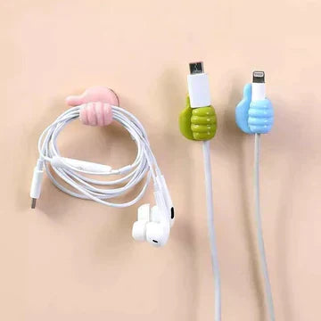 Pack of 5 - Self Adhesive Thumbs Hooks | Wall Mount Hangers for Keys, Towels & Cables
