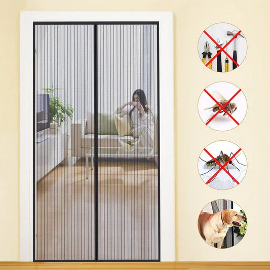 Magic Mesh Deluxe – Hands-Free Magnetic Screen Door Curtain (Keeps In Cool Air, Keeps Bugs Out)