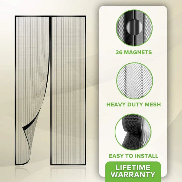 Magic Mesh Deluxe – Hands-Free Magnetic Screen Door Curtain (Keeps In Cool Air, Keeps Bugs Out)