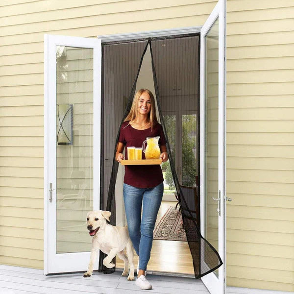 Magic Mesh Deluxe – Hands-Free Magnetic Screen Door Curtain (Keeps In Cool Air, Keeps Bugs Out)