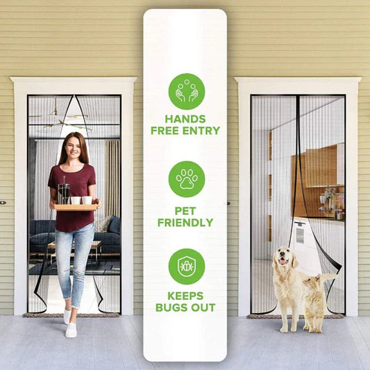 Magic Mesh Deluxe – Hands-Free Magnetic Screen Door Curtain (Keeps In Cool Air, Keeps Bugs Out)