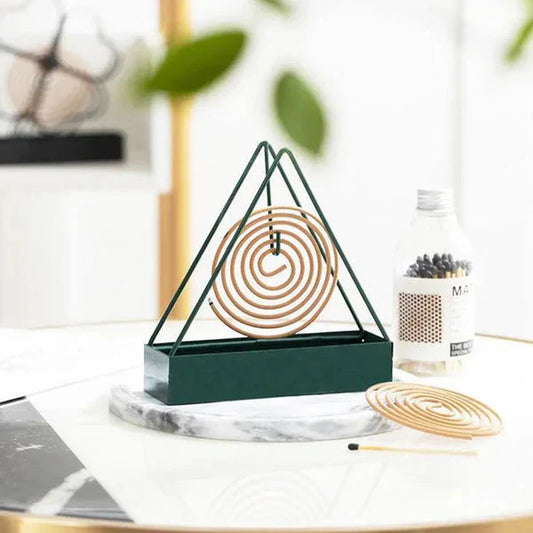 Triangular Wrought Iron Mosquito Coil Holder Stand | Safe & Stylish Design