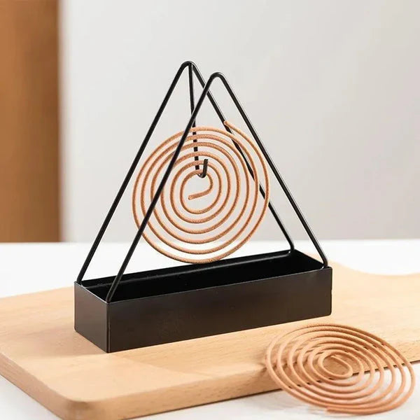 Triangular Wrought Iron Mosquito Coil Holder Stand | Safe & Stylish Design