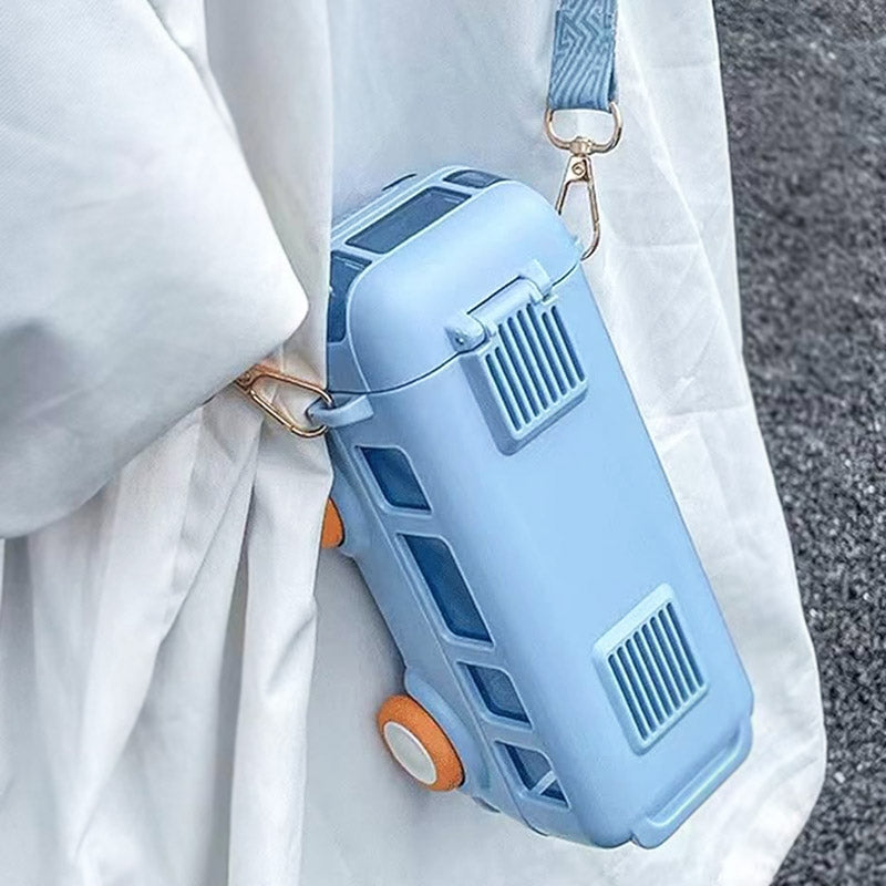500ml Car & Bus Shape Water Bottle for Kids – With Straw & Shoulder Strap