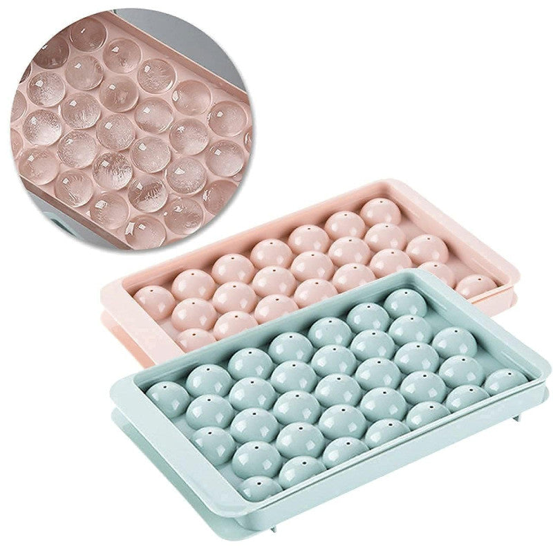 Plastic Ice Ball Round Ice Cube Tray with Lid – Leakproof & Easy Release