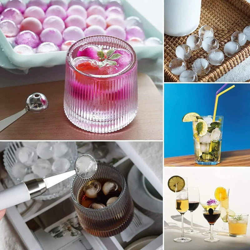 Plastic Ice Ball Round Ice Cube Tray with Lid – Leakproof & Easy Release