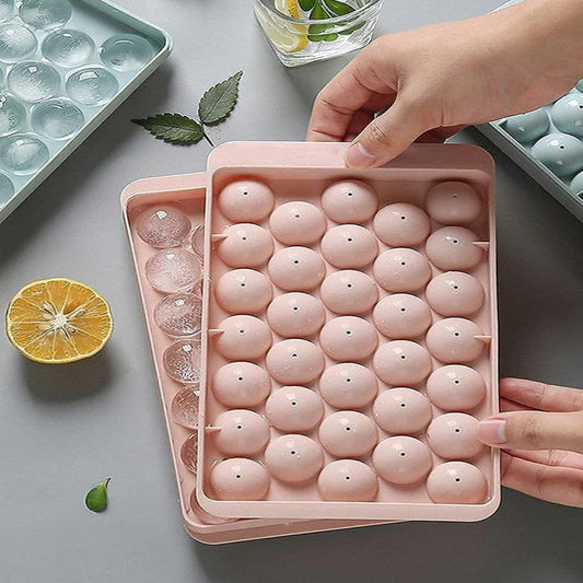Plastic Ice Ball Round Ice Cube Tray with Lid – Leakproof & Easy Release