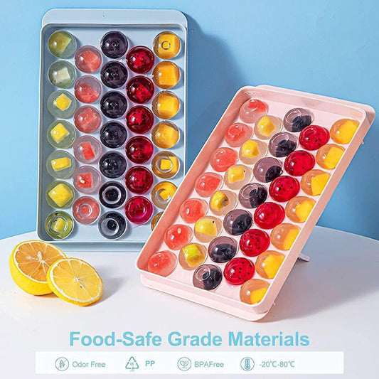 Plastic Ice Ball Round Ice Cube Tray with Lid – Leakproof & Easy Release