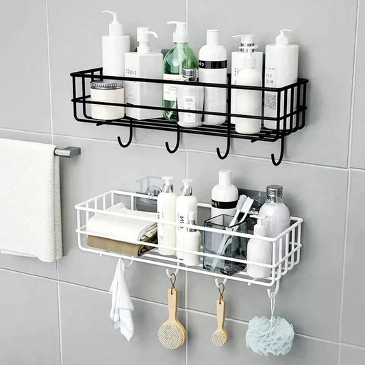 Rectangle Metal Organizer Stand with Hooks – Wall Mounted Storage Rack