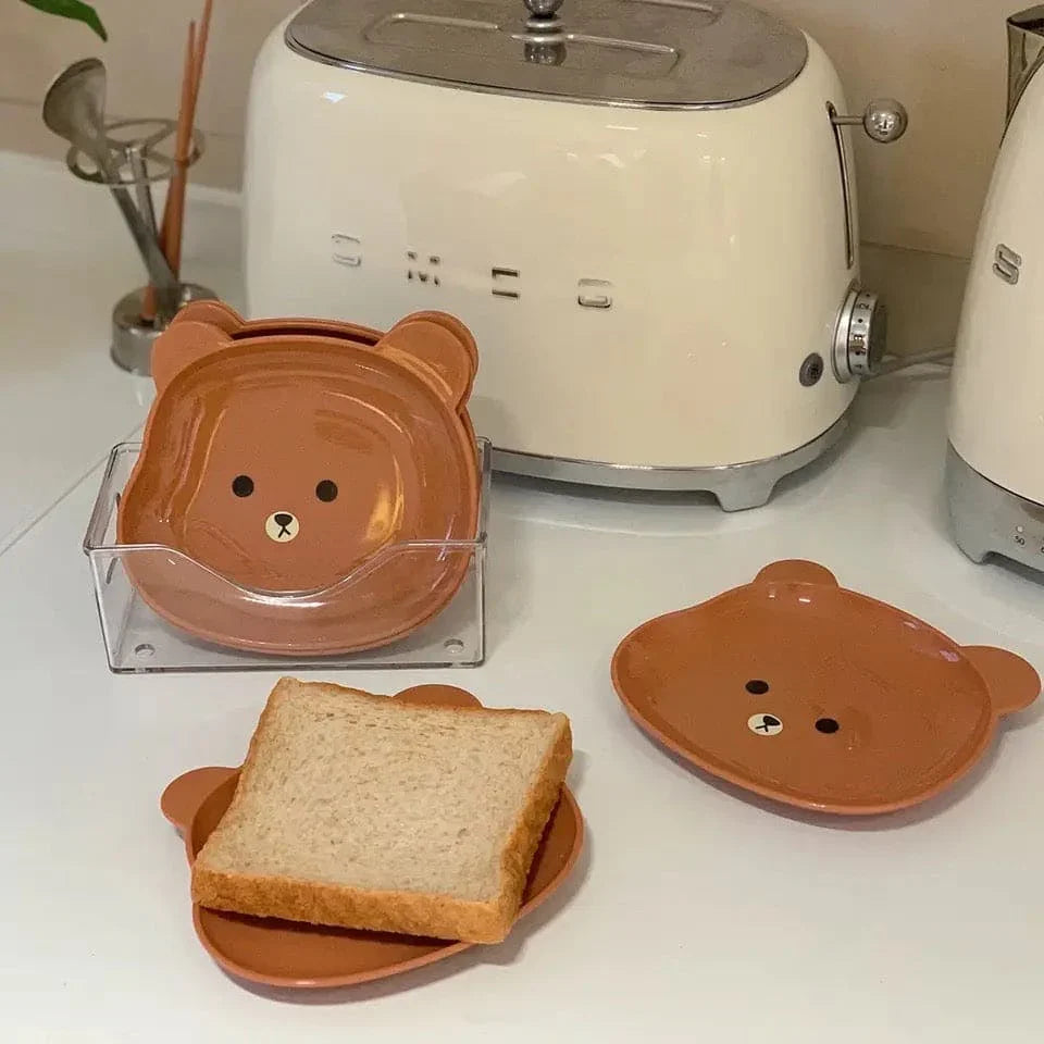 8 Pcs Cute Bear Snack Plates for Kids – BPA-Free & Durable Dinnerware Set