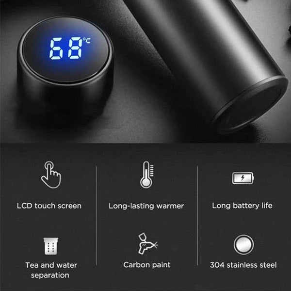 500ML Smart Water Bottle with LED Temperature Display – Stainless Steel Vacuum Insulated Thermos Flask for Hot & Cold Drinks in Pakistan