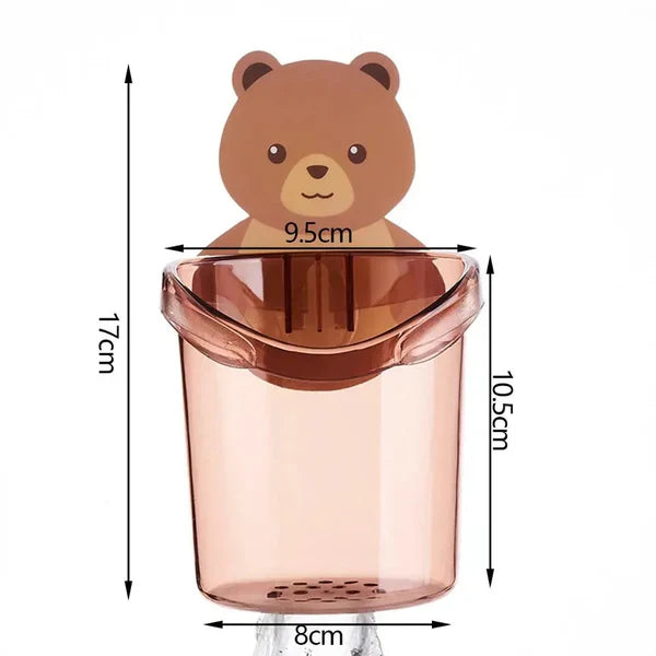 Wall Mounted Cute Bear Shape Toothbrush Holder | Bathroom Organizer
