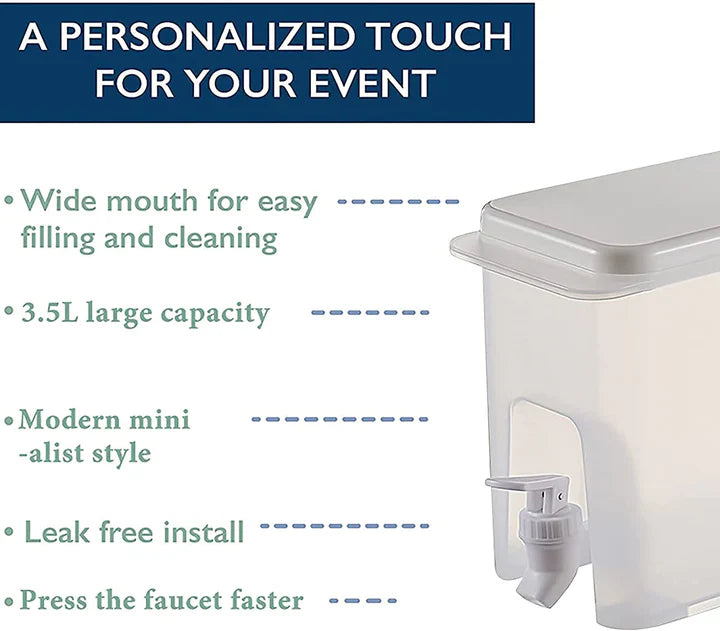 3.5L Beverage & Juice Dispenser – Large Capacity Cold Drink Container with Tap