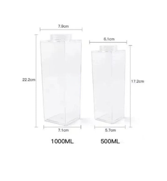 1000ml Transparent Milk Bottle – Portable Juice Thermos & Detox Water Bottle