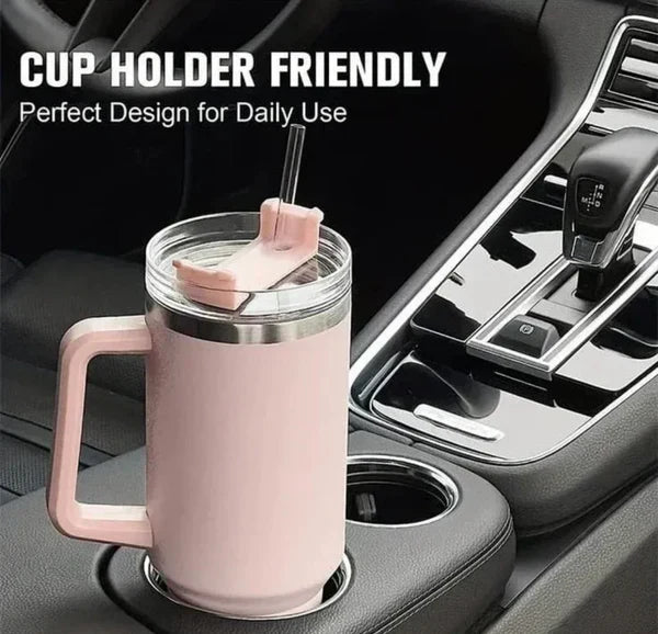 1200 ml Large Capacity Tumbler with Handle & Straw – Leak-Proof Water Bottle