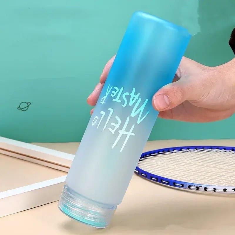 Hello Master Gradient Glass Water Bottle β 480ml Frosted Portable Stylish Sports & Travel Bottle