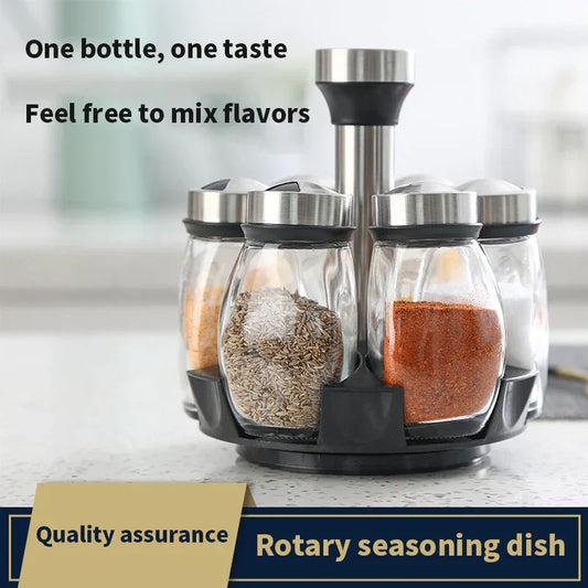 6 in 1 Rotating Spice Jar Set – 360° Seasoning Organizer for Kitchen Storage in Pakistan