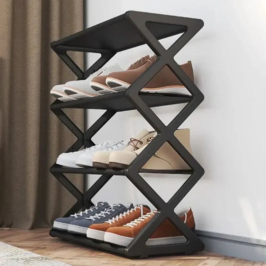 4-Tier Modern X-Shape Shoe Rack – Stylish & Space-Saving Storage Organizer in Pakistan