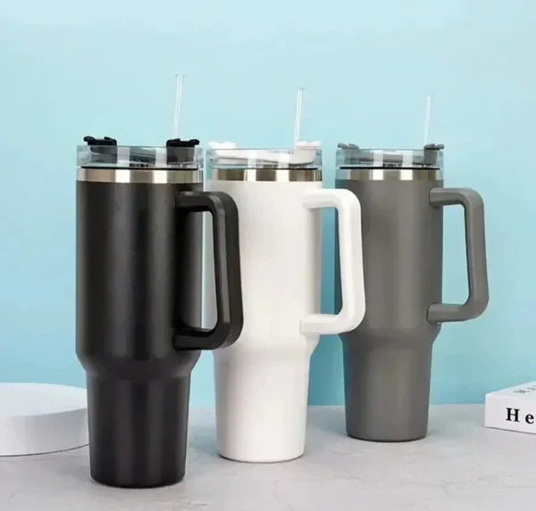 1200 ml Large Capacity Tumbler with Handle & Straw – Leak-Proof Water Bottle