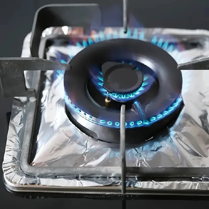 Pack of 10 - Disposable Aluminum Foil Round Gas Stove Burner Covers – Heat Resistant & Grease-Proof