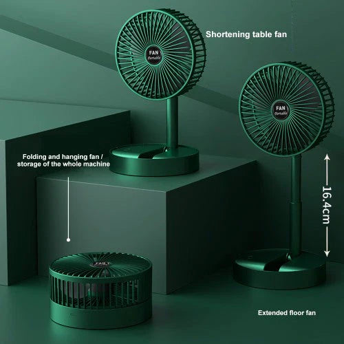 Rechargeable Telescopic Foldable Table Fan – Adjustable Height & Portable Cooling