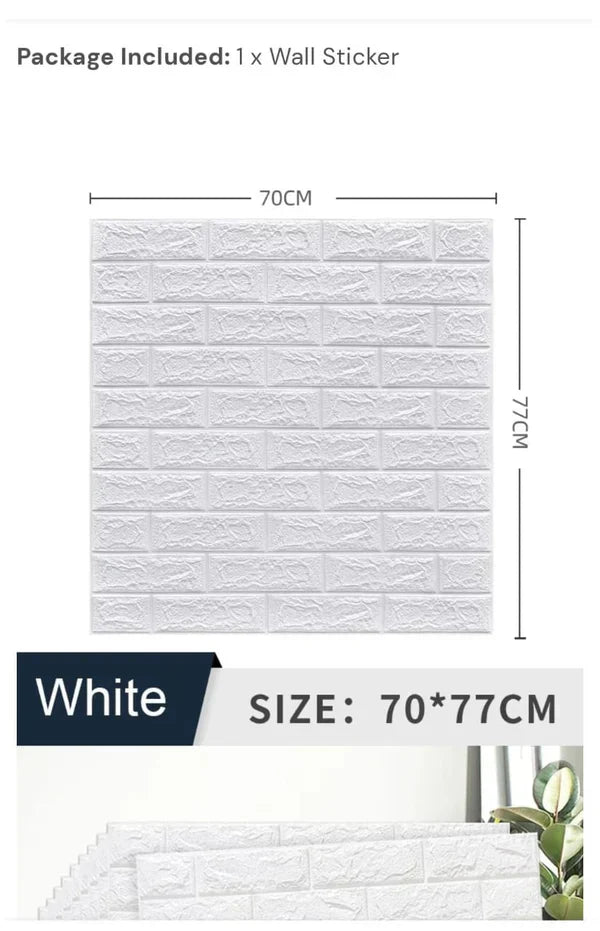3D Brick Wall Stickers – Self-Adhesive Waterproof Wall Panels Wallpaper (70*77CM)