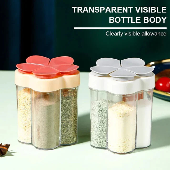 5-in-1 Flap Seasoning Jar Container – Multi-Compartment Spice Organizer for Kitchen