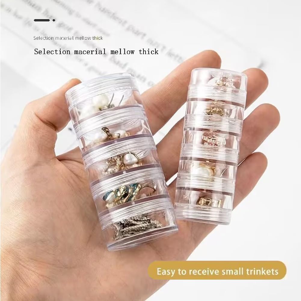 5-Layers Mini Travel Jewelry Case – Transparent Organizer for Rings, Earrings & Accessories