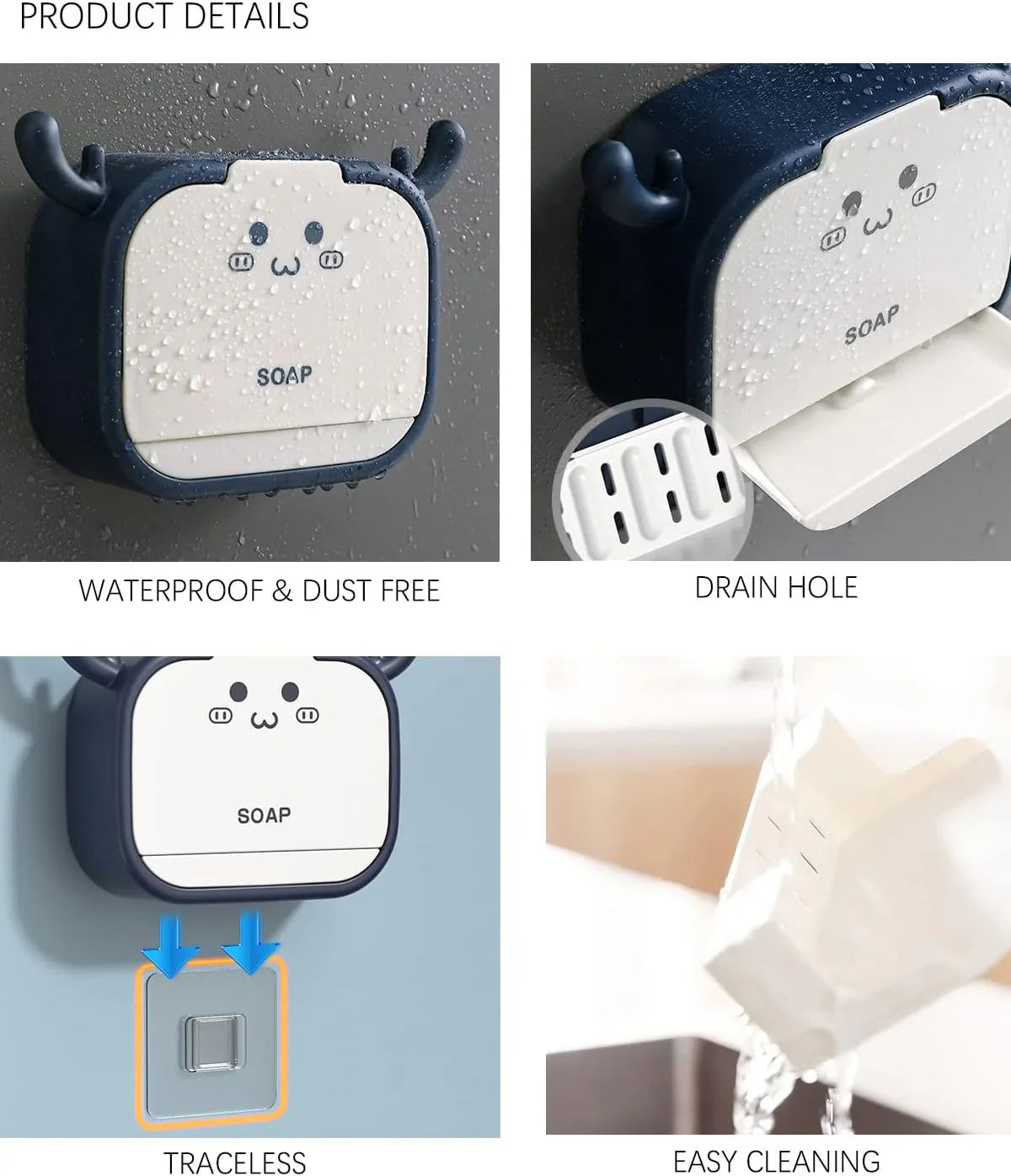 Cute Cat Shaped Sticking Soap Holder – Wall Mounted Bathroom Organizer