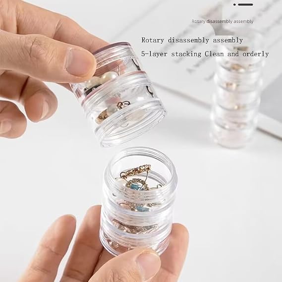 5-Layers Mini Travel Jewelry Case – Transparent Organizer for Rings, Earrings & Accessories