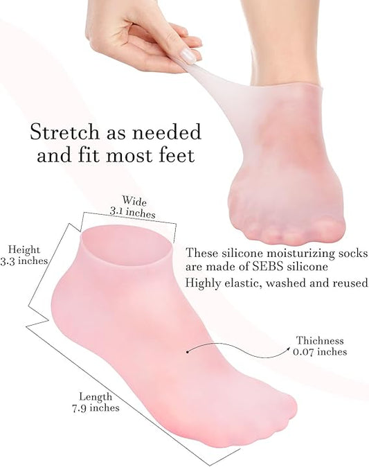 Silicone Gel Moisturizing Sock – Foot Care Pedicure Socks for Dry Cracked Heels & Softening Rough Skin
