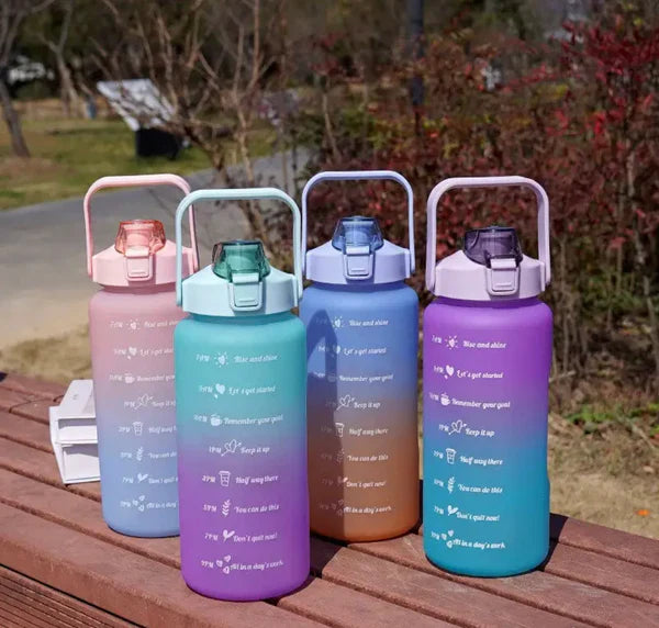 3-Piece Gradient Sports Water Bottle Set – Motivational & Large Capacity