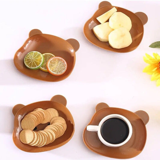 8 Pcs Cute Bear Snack Plates for Kids – BPA-Free & Durable Dinnerware Set