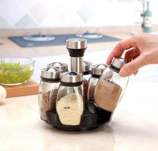 6 in 1 Rotating Spice Jar Set for Kitchen Storage