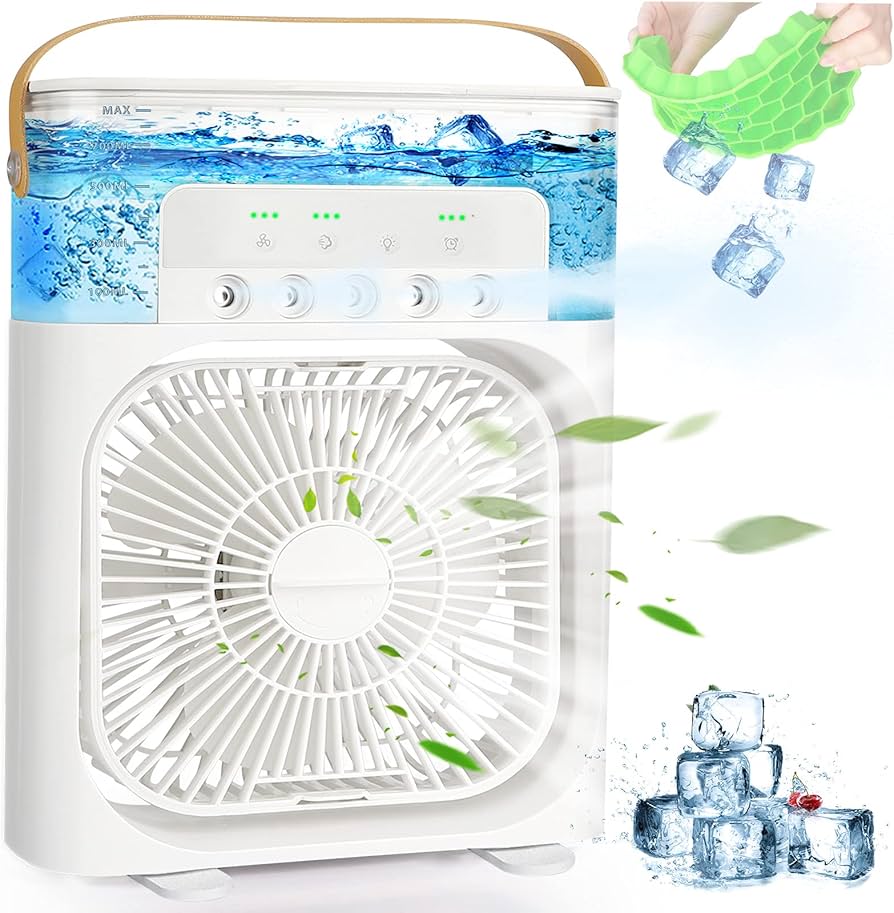 Portable Ice Cooler Mini Air Conditioner Fan – USB Mist Cooling Fan for Home, Office & Travel | Premium Quality