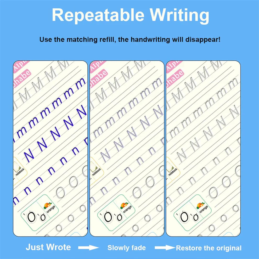 4pcs Sank Magic Practice Copybook Set β Reusable Handwriting Books with 10 Refills for Kids