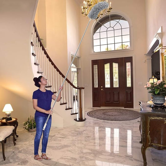 Premium Microfiber Gray Duster – Extendable Handle for Easy Cleaning