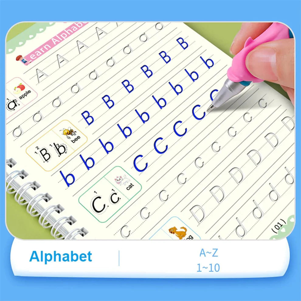 4pcs Sank Magic Practice Copybook Set β Reusable Handwriting Books with 10 Refills for Kids