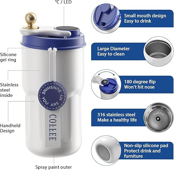 Smart Stainless Steel Coffee Mug with LED Temperature Display – Hot & Cold Travel Cup in Pakistan