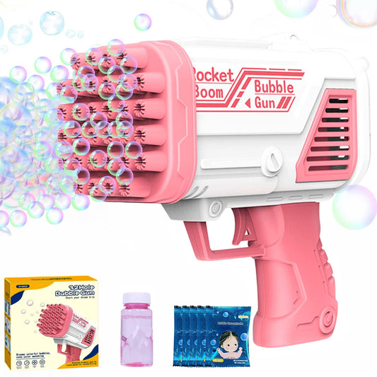 Premium 32 Holes Bazooka Bubble Gun Toy, Battery Operated Bubble Blaster for Kids with High Foam Output