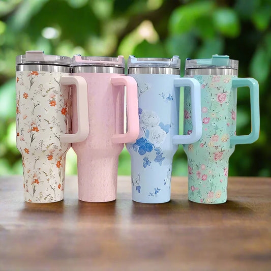 40 oz Insulated Tumbler Thermos Flask with Straw & Lid – Stainless Steel Travel Mug