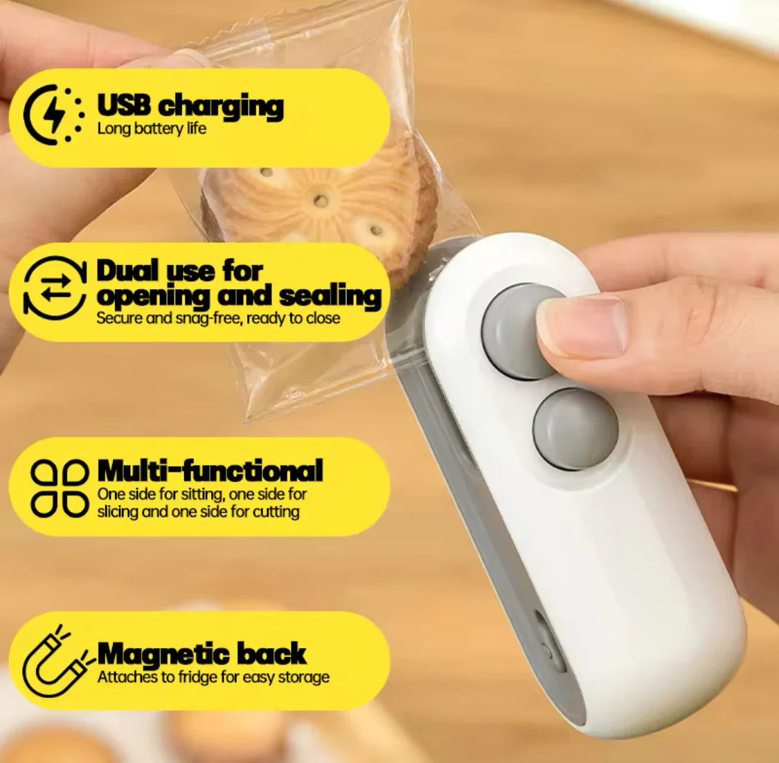 2 in 1 Rechargeable Bag Sealer & Cutter – Heavy Duty Heat Sealing Machine