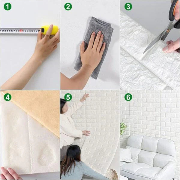 3D Brick Wall Stickers – Self-Adhesive Waterproof Wall Panels Wallpaper (70*77CM)