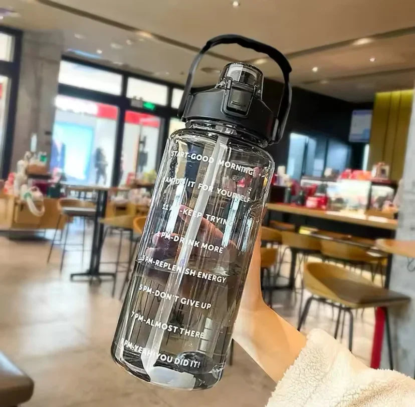 2L Portable Travel Water Bottle with Straw – Large Capacity Leakproof Sports & Gym Flask